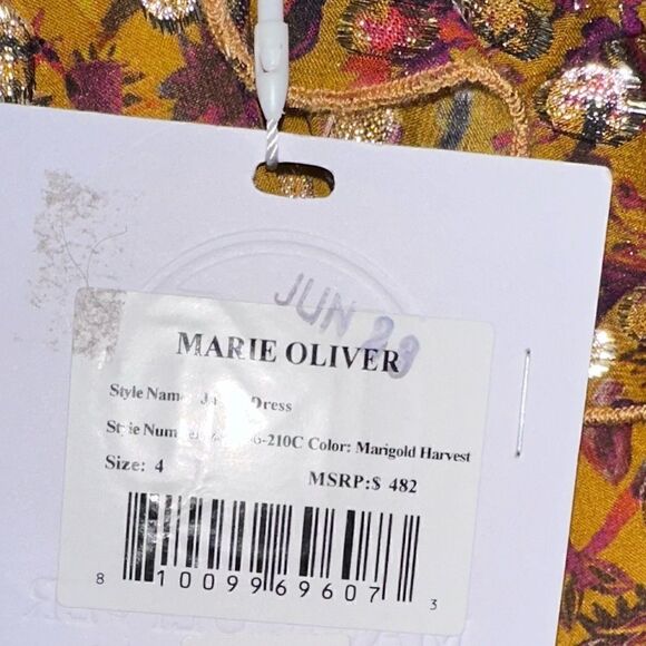 Marie Oliver NWTs Silk Blend Jayda Dress in Marigold Harvest Size 4 - Picture 11 of 13